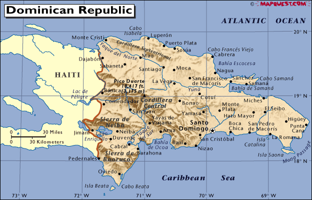 mapa - Dominikánska republika